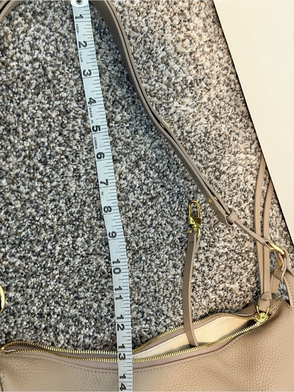 Pebbled Taupe Leather Hobo Shoulder Bag